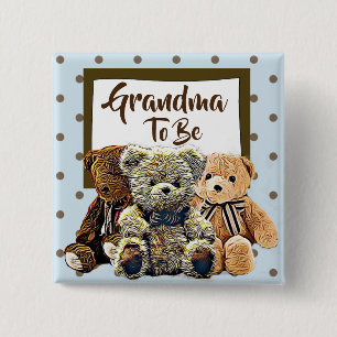 Oma zu Teddy Bear Baby Shower Button