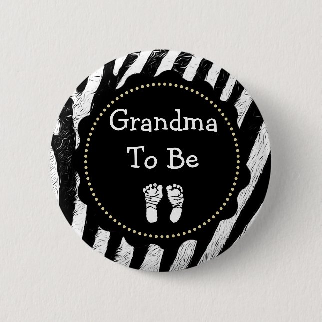 Oma zu Zebra Print Baby Shooter Button (Vorderseite)