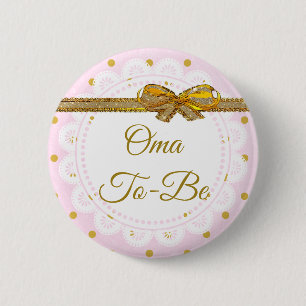 Oma zum Baby-Dusche Rosa & Gold Button