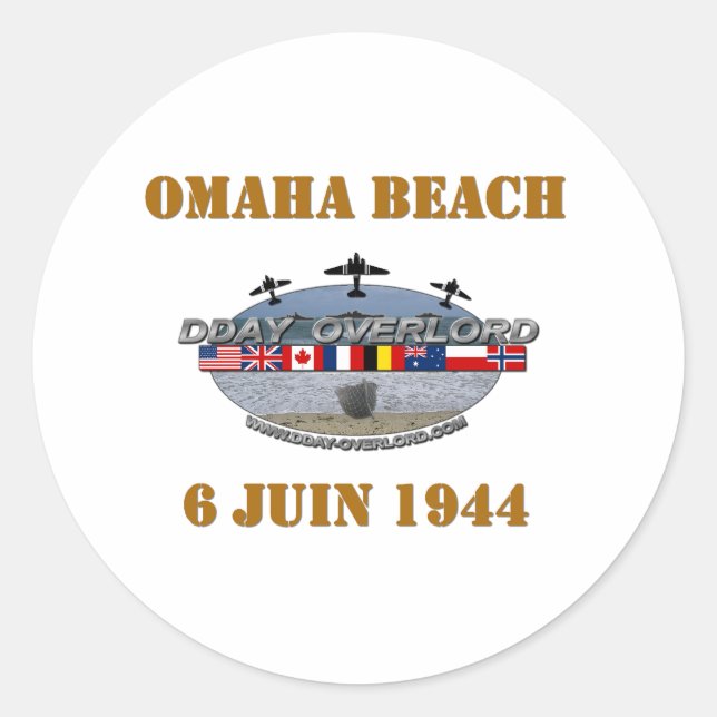 Omaha Beach 1944 Runder Aufkleber (Vorderseite)