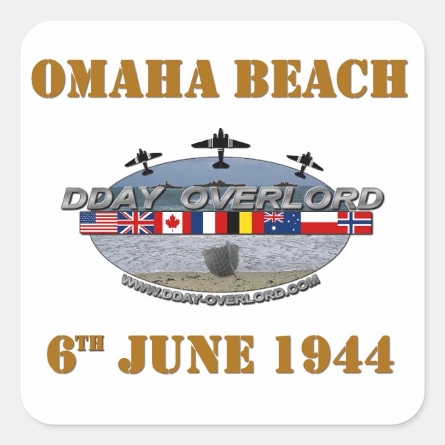 Omaha Beach 6th June 1944 Quadratischer Aufkleber (Vorderseite)