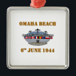 Omaha Beach 6th June 1944 Silbernes Ornament<br><div class="desc">Omaha Beach 6th June 1944,  Norandy Landings</div>