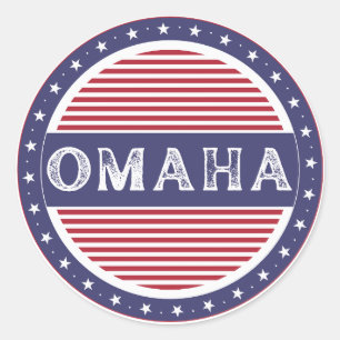 Omaha City Pride Emblem – Amerikanische Identität Runder Aufkleber