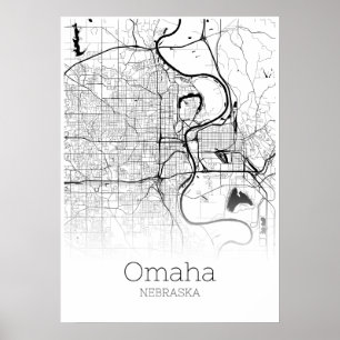 Omaha-Karte - Nebraska - Stadt-Karten-Plakat Poster