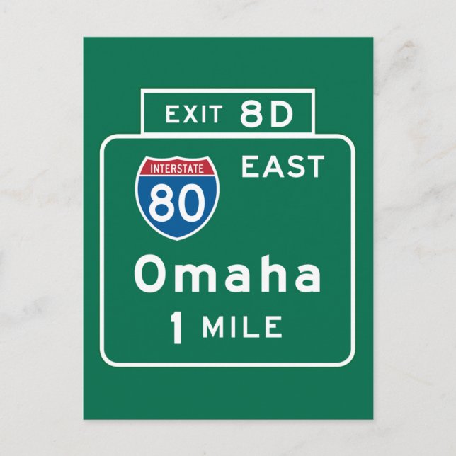 Omaha, NE Road Sign Postkarte (Vorderseite)