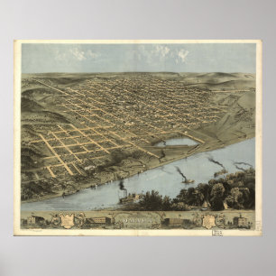 Omaha Nebraska 1868 Antike Panoramakarte Poster