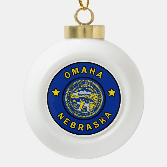 Omaha Nebraska Keramik Kugel-Ornament (Vorderseite)