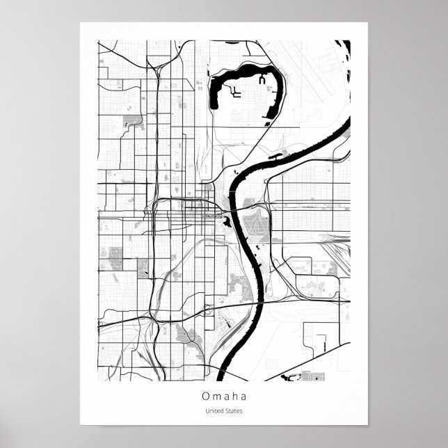 Omaha Nebraska Moderne Minimal einfache Stadtkarte Poster (Vorne)