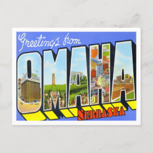 Omaha, Nebraska Postkarte mit großen Buchstaben