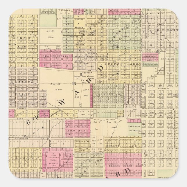 Omaha, Nebraska Quadratischer Aufkleber (Vorderseite)