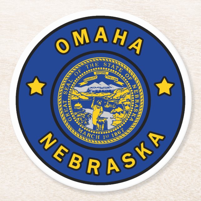 Omaha Nebraska Runder Pappuntersetzer (Vorderseite)