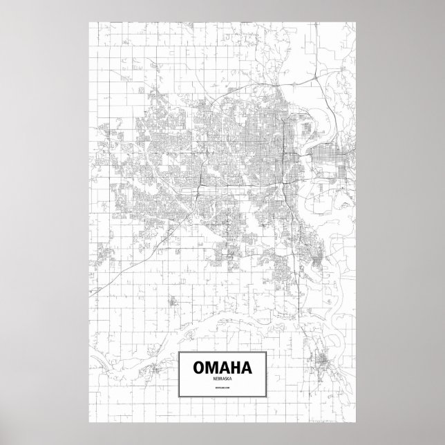 Omaha, Nebraska (schwarz auf weiß) Poster (Vorne)