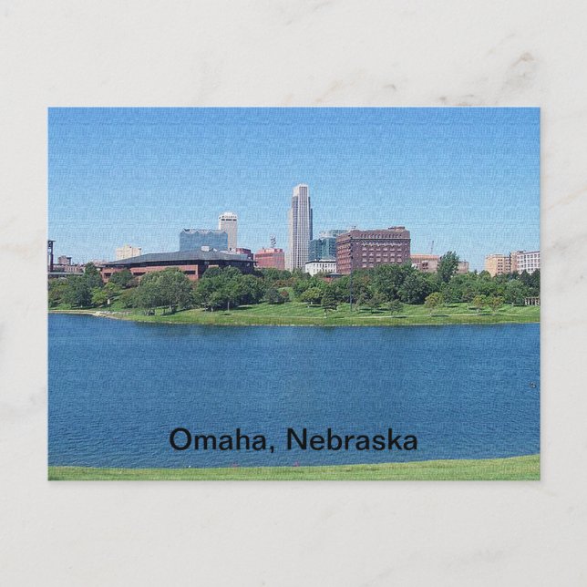 Omaha, Nebraska Skyline auf der Leinwand Postkarte (Vorderseite)