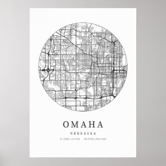 Omaha Nebraska Straßenkarte Poster
