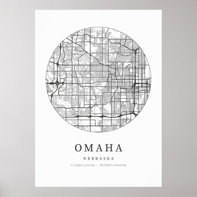 Omaha Nebraska Straßenkarte Poster (Vorne)