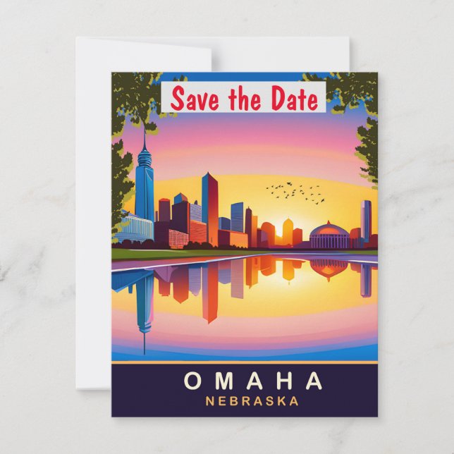 Omaha, Nebraska, Travel Postcard, Save The Date (Vorderseite)