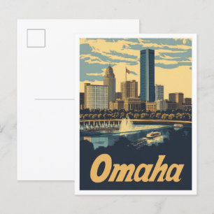 Omaha Nebraska USA Kunst Vintage Reiseillustration Postkarte