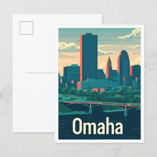 Omaha Nebraska USA Kunst Vintage Reiseillustration Postkarte