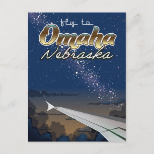 Omaha, Nebraska Vintages Flugplakat Postkarte