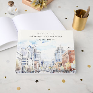 Omaha Nebraska Watercolor Landscape Wedding Gästebuch