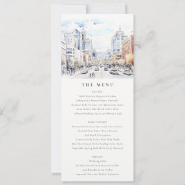 Omaha Nebraska Watercolor Landscape Wedding Menu Einladung
