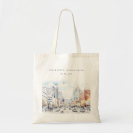 Omaha Nebraska Watercolor Landscape Wedding Tragetasche