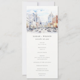 Omaha Nebraska Watercolor Scape Wedding Program Einladung