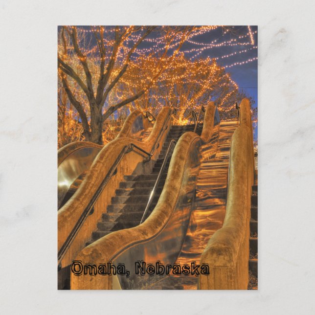 Omaha Nebraska Winter Lights Postkarte (Vorderseite)