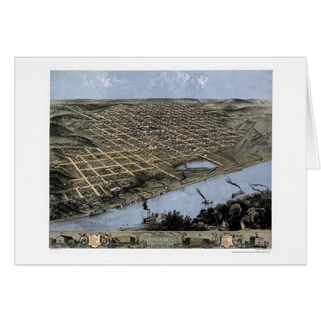Omaha, panoramische Karte Nes - 1868 (Vorderseite (Horizontal))