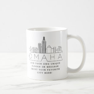 Omaha Stylized Skyline   Kundenspezifischer Slogan Kaffeetasse