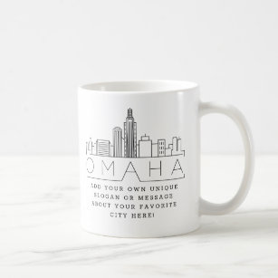 Omaha Stylized Skyline   Kundenspezifischer Slogan Kaffeetasse