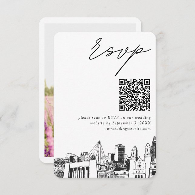 Omaha Wedding Modern UAWG QR Code Begleitkarte (Vorne/Hinten)