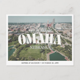 Omaha Wedding Save the Date Retro Skyline Postkarte