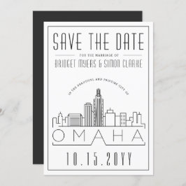 Omaha Wedding | Stilisierte Skyline Save the Date Einladung
