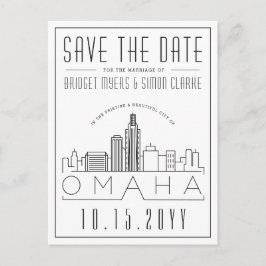 Omaha Wedding | Stilisierte Skyline Save the Date Postkarte