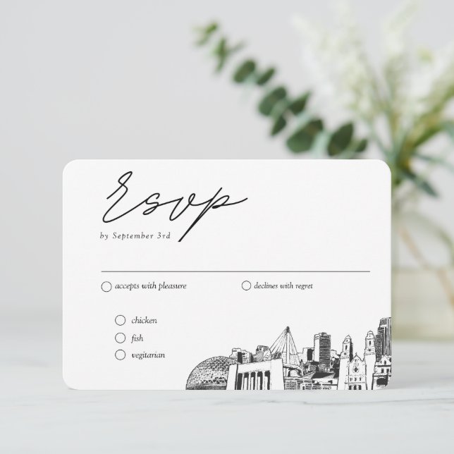 Omaha Wedding Traditionelle UAWG Meal Optionen Begleitkarte (Stehend Vorderseite)