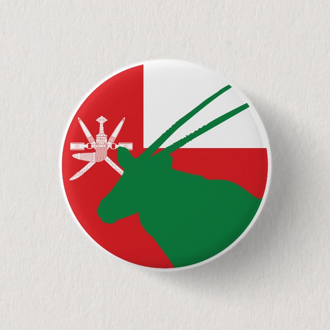 Oman Arabian oryx Omani Nationale Tierflagge Button (Vorderseite)