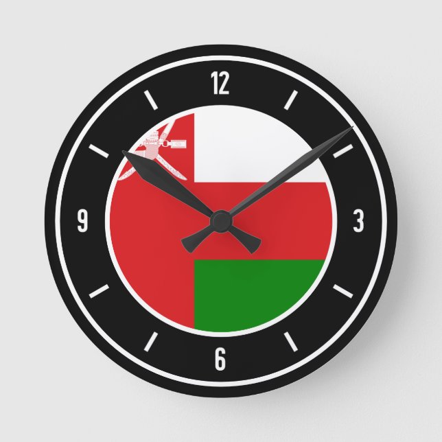 Oman Flag Elegant Runde Wanduhr (Vorderseite)