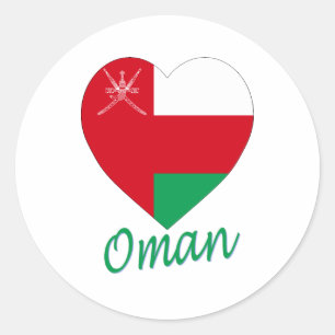 Oman Flag Heart Runder Aufkleber