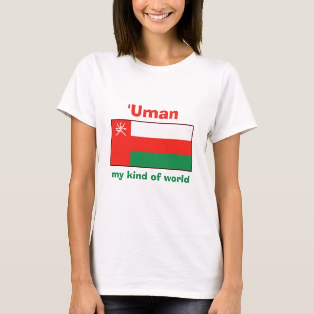 Oman Flag + Karte + Text-T - Shirt (Vorderseite)