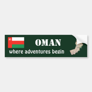 Oman Flag + Map Autoaufkleber
