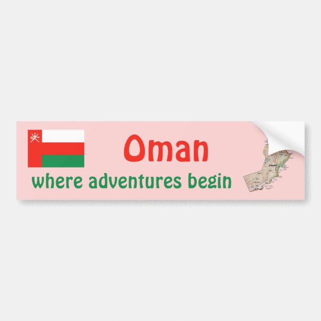 Oman Flag + Map Autoaufkleber (Vorne)