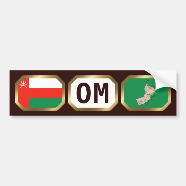 Oman Flag Map Code Autoaufkleber (Vorne)