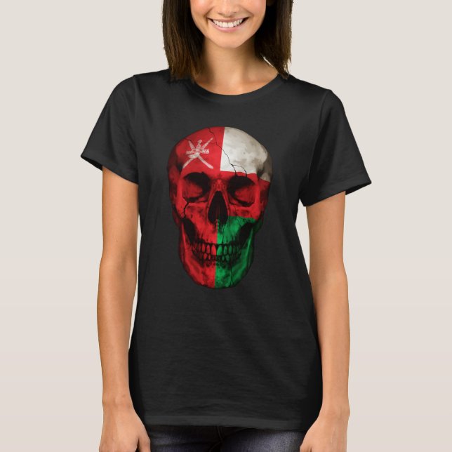 Oman Flag Skull Omani Roots Proud Patriotic T-Shirt (Vorderseite)