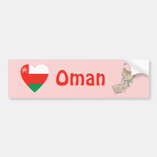 Oman-Flagge Herz + Karte Aufkleber für Stoßstangen Autoaufkleber