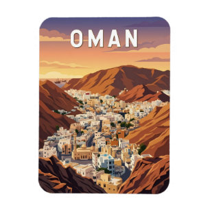 Oman Illustration Reise Kunst Vintage Magnet