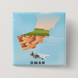 Oman illustriert Map Reiseplakat Button