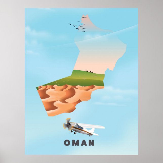 Oman illustriert Map Reiseplakat Poster (Vorne)