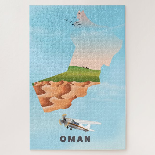 Oman illustrierte Reisekarte Poster Puzzle (Vertikal)