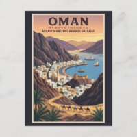 Oman Landschaft Illustration Reise Kunst Vintage